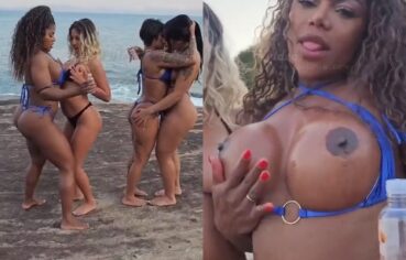 4 putas e um cara na praia rolou muita putaria com essas safadas