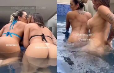Gostosas na piscina fazendo um delicioso sexo entre elas
