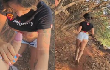 Vagabunda com tesão deu sua buceta no meio do mato