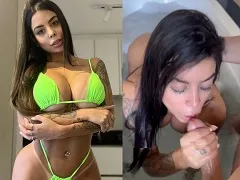 Jaiane Limma chupa com tesão na banheira quente