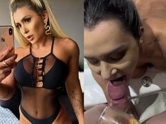 Mari Reis chupando a rola do amigo na banheira do motel e gravando tudo