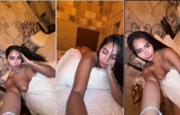 Morena deliciosa deitada na cama esperando seu comedor