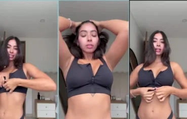 Morena peituda tirou seu sutiã e exibiu no meio live