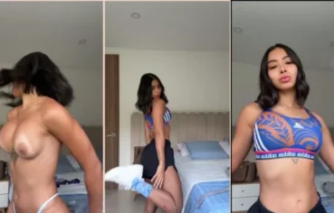Morena siliconada tirou sua roupa de treino e começou a se masturbar