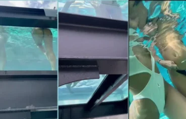 Putinhas lésbicas se pegando bem gostoso nessa piscina