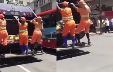 Gari safada exibe o bumbum dançando funk no caminhão de lixo em BH