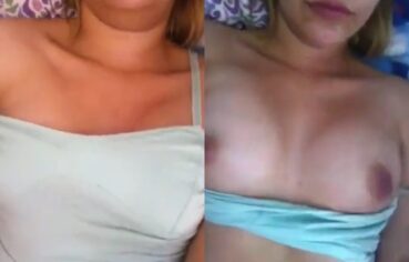 Loira ninfetinha Amanda exibindo os peitos e provocando com a boquinha