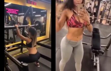 Paula Lima Musa exibindo o capô de fusca sem calcinha na academia