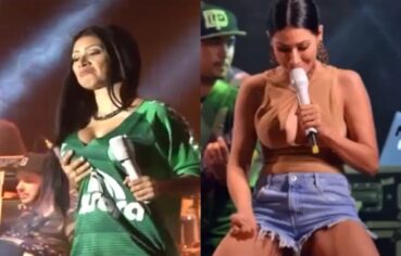 Simaria safada rebolando sem calcinha em shortinho curto no palco