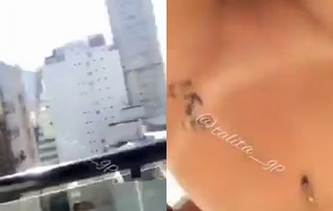 Tálita Marin arrumando a casa peladinha e provocando os tarados dos prédios vizinhos
