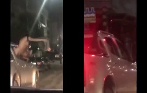 Gostosas exibindo os peitos peladas fora do carro na Av. Atlântica em Balneário Camboriú