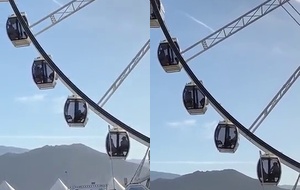Safada ousada chupando o namorado na roda gigante do parque e sendo flagrada