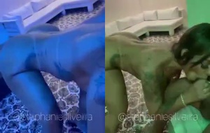 Sthefany Silveira chupando com maestria o pau grosso do amigo até ele gozar na sua boca